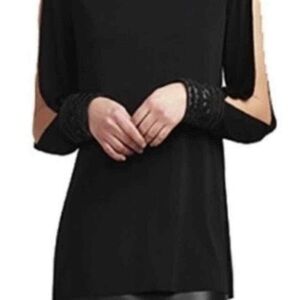 Bailey 44 Women's Musical Montage Split Dress with Faux Leather Skirt Size S